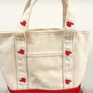 GH Bass Vintage Boat & Tote Bag Red Lobster Embroidered Zip Top Canvas Preppy